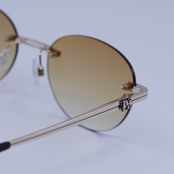 Palm Angels PERI10H CRYSTAL 7622 Sunglasses Gold Oval Frame, Orange Lenses - Picture 9 of 10